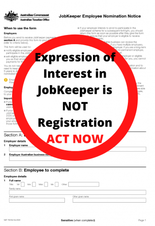 Have you Registered for JobKeeper? (not just Expression of Interest)